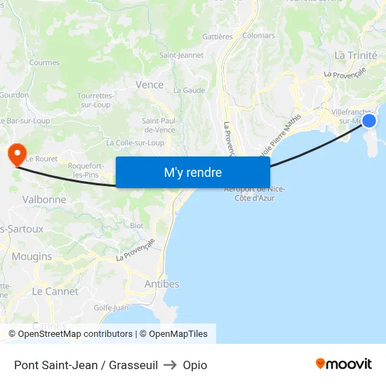Pont Saint-Jean / Grasseuil to Opio map