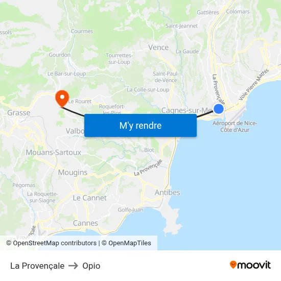 La Provençale to Opio map