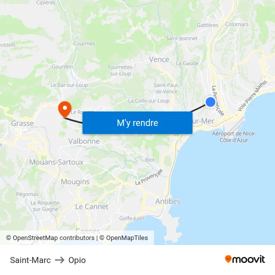 Saint-Marc to Opio map