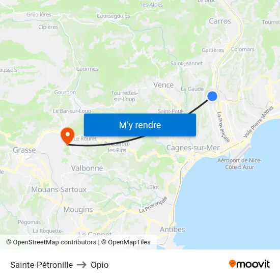 Sainte-Pétronille to Opio map