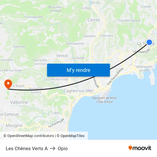 Les Chênes Verts A to Opio map