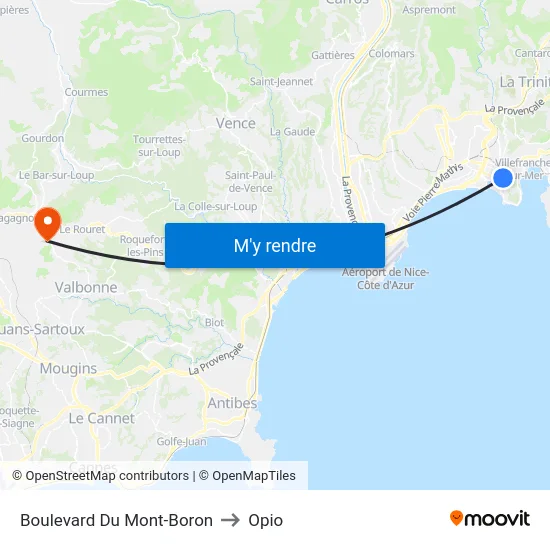 Boulevard Du Mont-Boron to Opio map