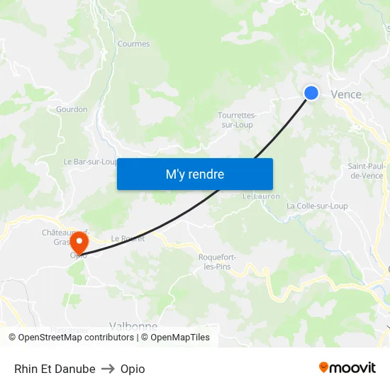 Rhin Et Danube to Opio map