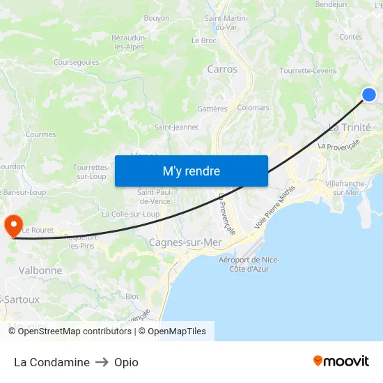 La Condamine to Opio map