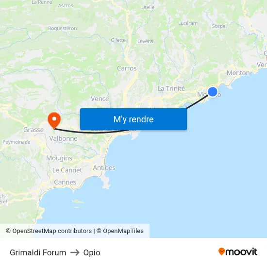 Grimaldi Forum to Opio map