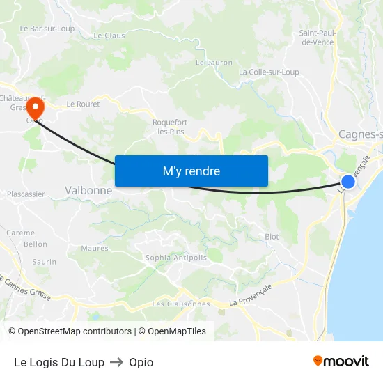 Le Logis Du Loup to Opio map