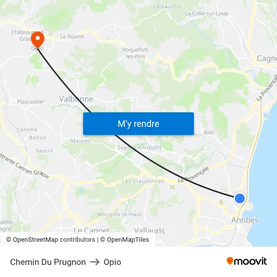 Chemin Du Prugnon to Opio map
