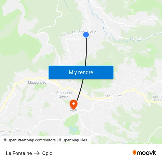 La Fontaine to Opio map
