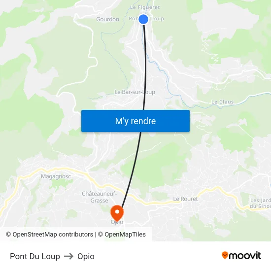 Pont Du Loup to Opio map