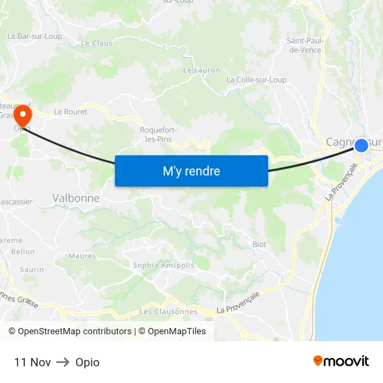 11 Nov to Opio map