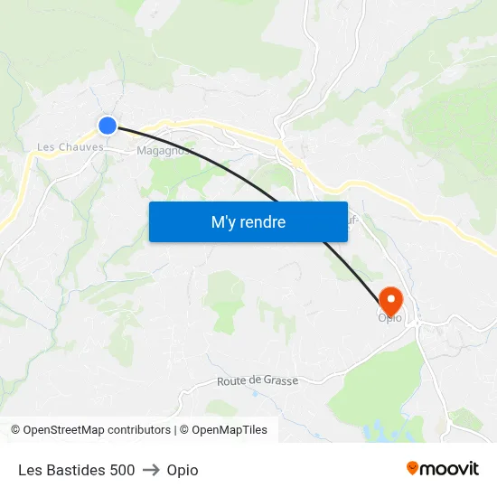 Les Bastides 500 to Opio map