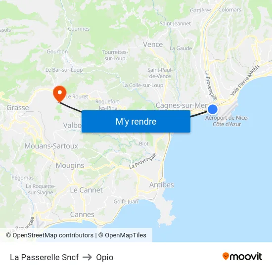 La Passerelle Sncf to Opio map
