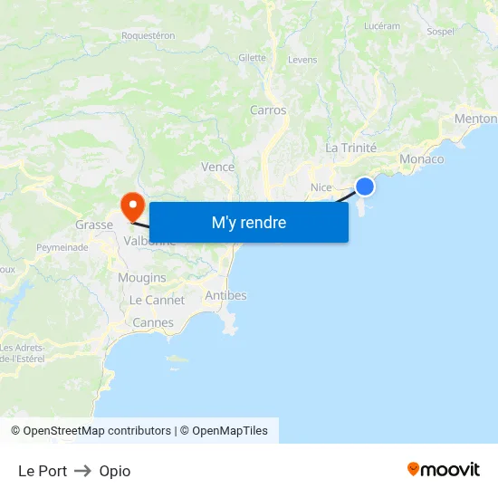 Le Port to Opio map