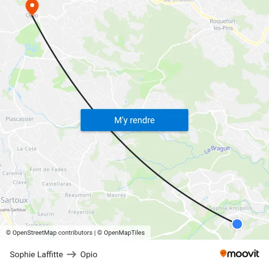 Sophie Laffitte to Opio map
