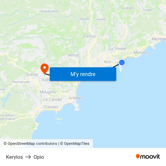 Kerylos to Opio map