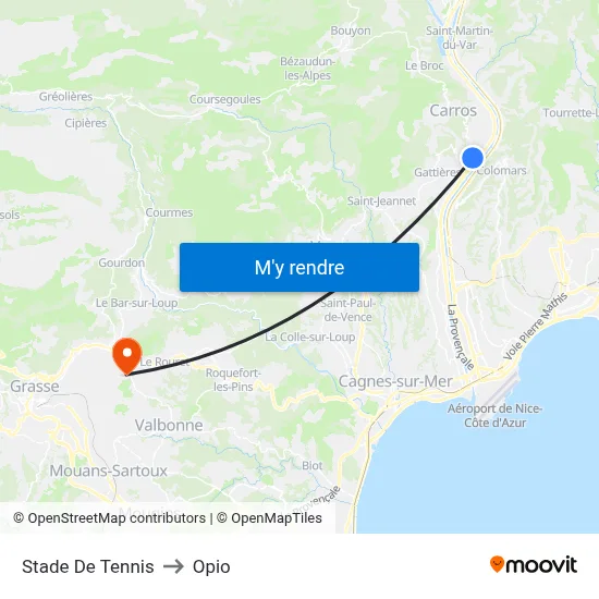Stade De Tennis to Opio map