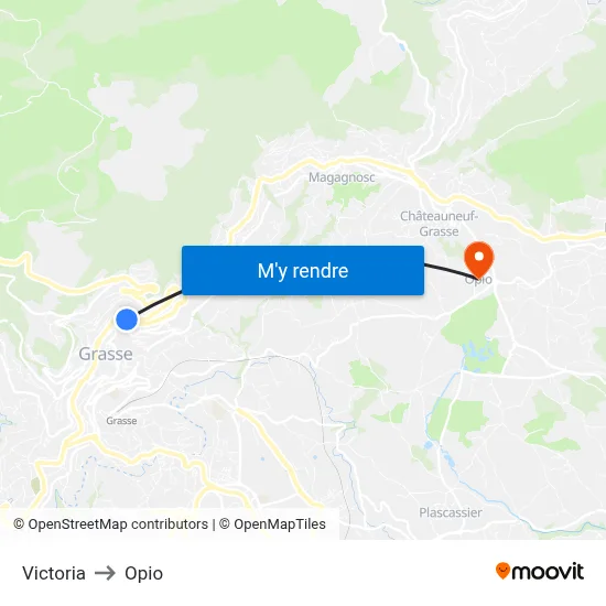 Victoria to Opio map