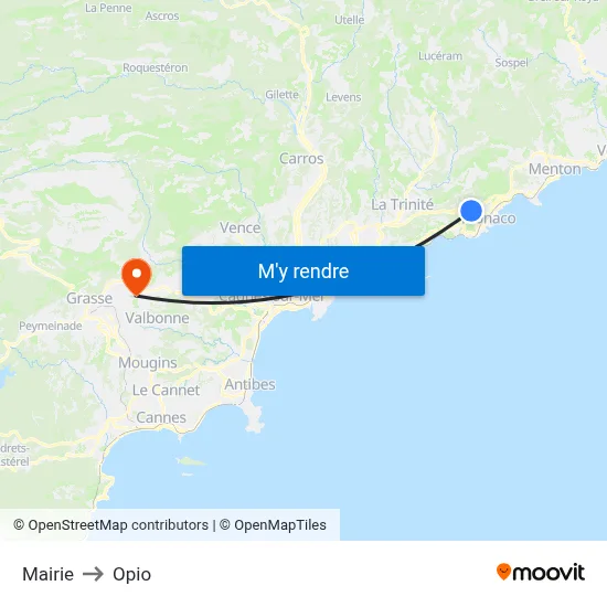 Mairie to Opio map
