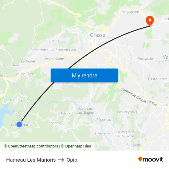 Hameau Les Marjoris to Opio map