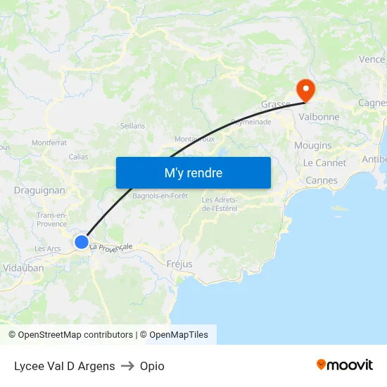 Lycee Val D Argens to Opio map
