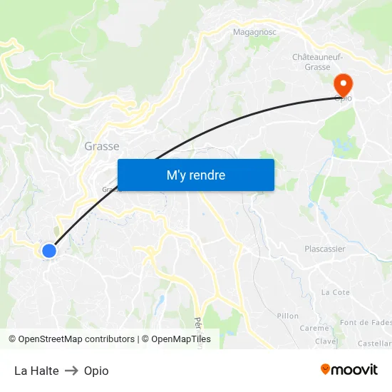 La Halte to Opio map