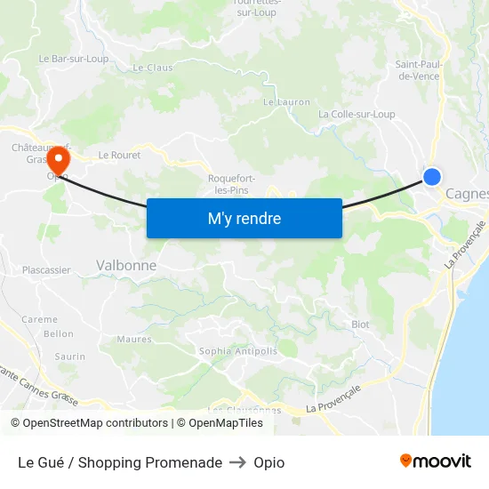 Le Gué / Shopping Promenade to Opio map