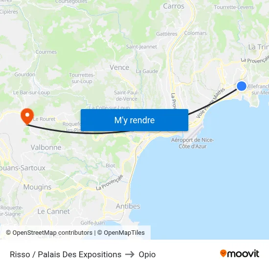 Risso / Palais Des Expositions to Opio map