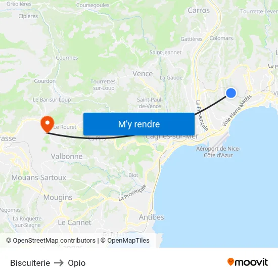 Biscuiterie to Opio map