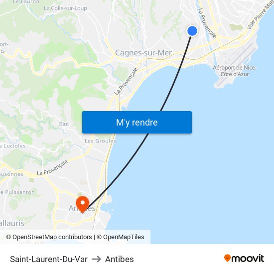 Saint-Laurent-Du-Var to Antibes map