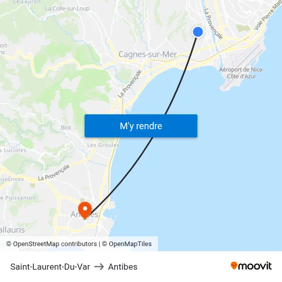 Saint-Laurent-Du-Var to Antibes map