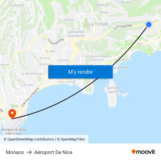 Monaco to Aéroport De Nice map