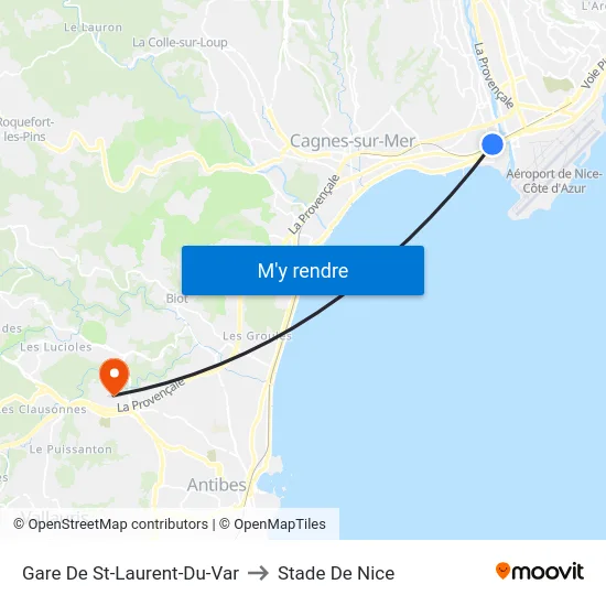 Gare De St-Laurent-Du-Var to Stade De Nice map