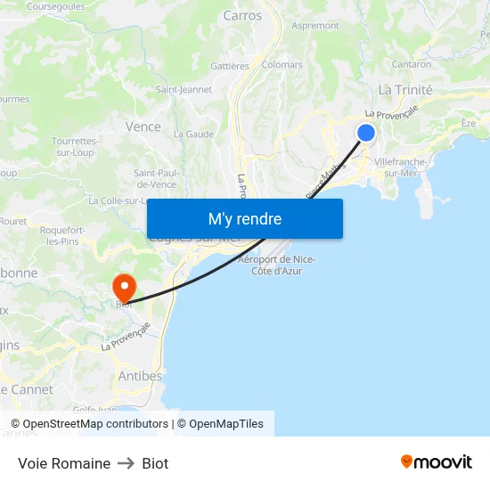 Voie Romaine to Biot map