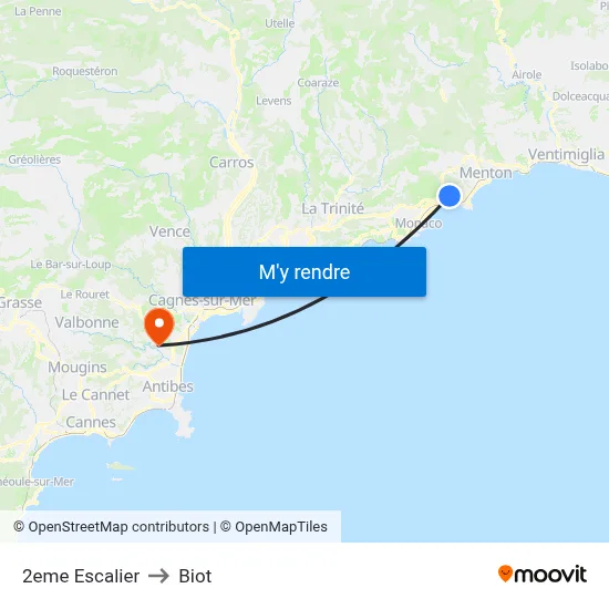 2eme Escalier to Biot map