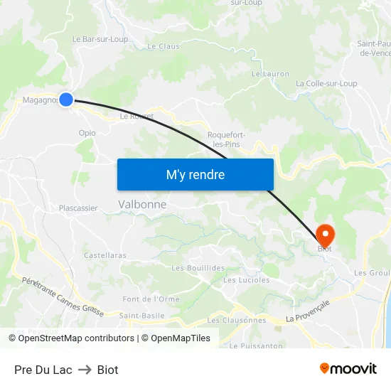 Pre Du Lac to Biot map