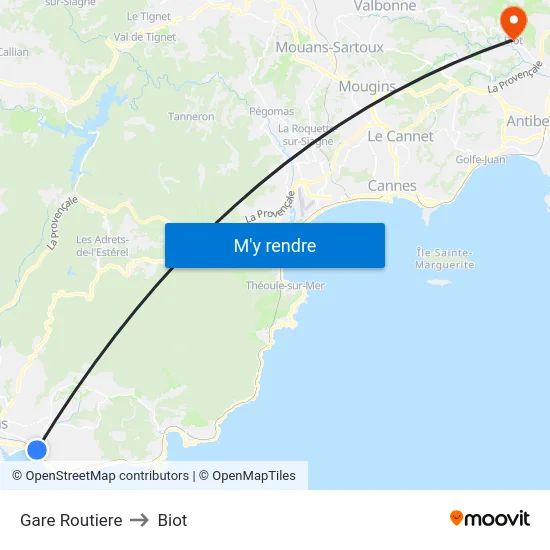 Gare Routiere to Biot map