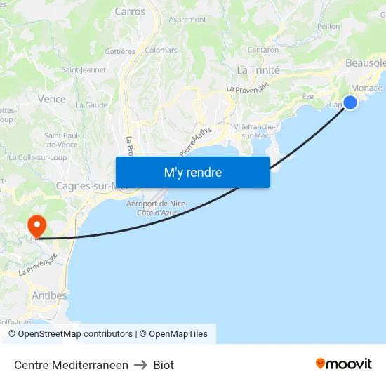 Centre Mediterraneen to Biot map