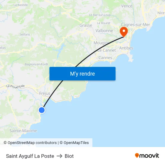 Saint Aygulf La Poste to Biot map