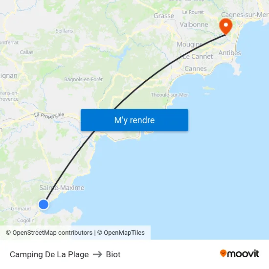 Camping De La Plage to Biot map