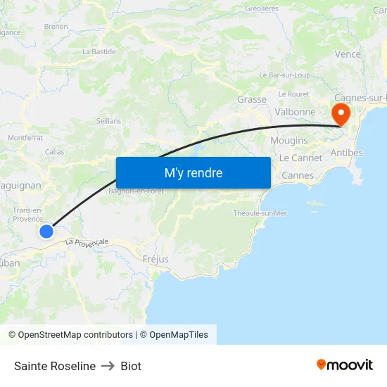 Sainte Roseline to Biot map