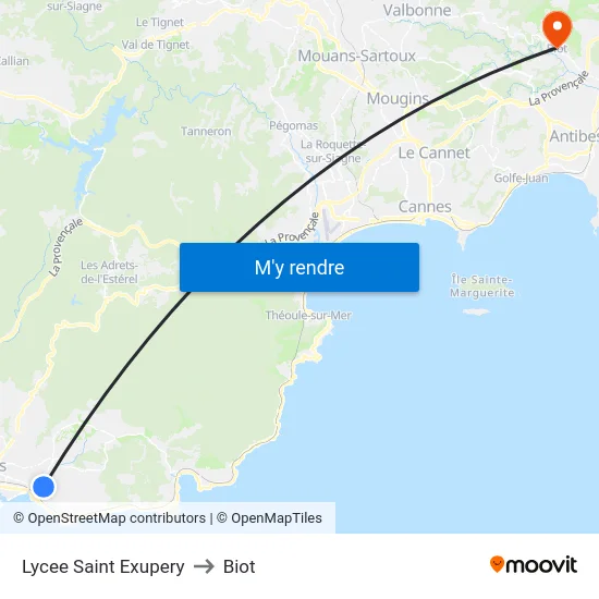 Lycee Saint Exupery to Biot map