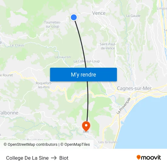 College De La Sine to Biot map