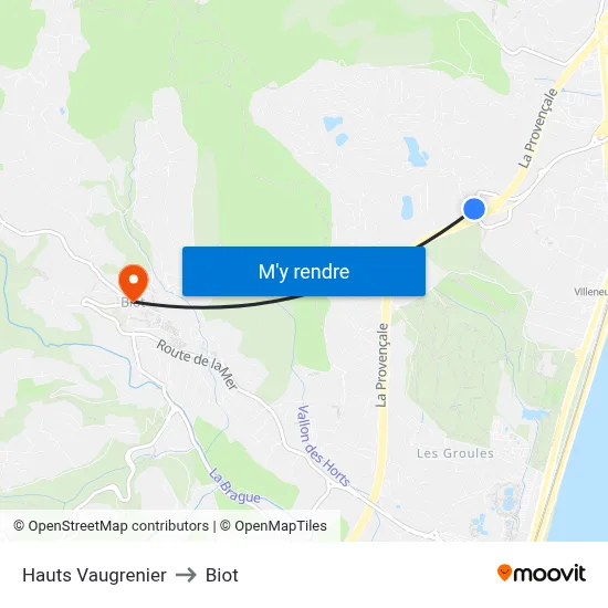 Hauts Vaugrenier to Biot map