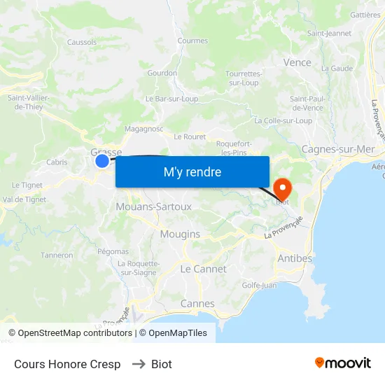 Cours Honore Cresp to Biot map