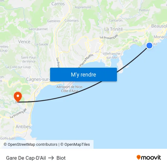 Gare De Cap-D'Ail to Biot map