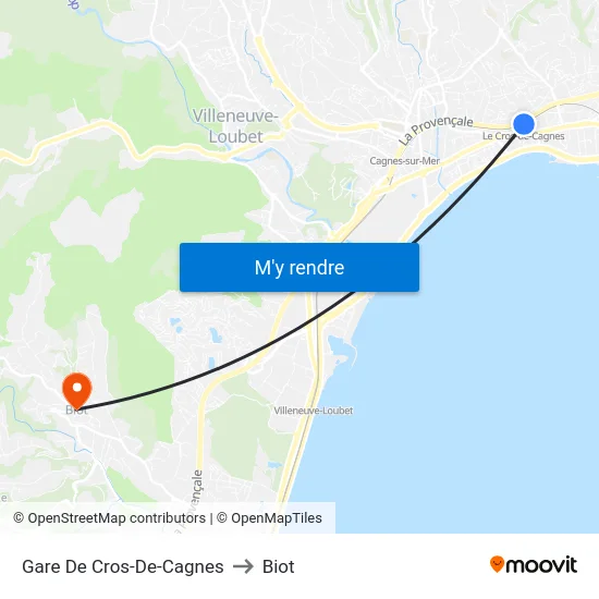 Gare De Cros-De-Cagnes to Biot map