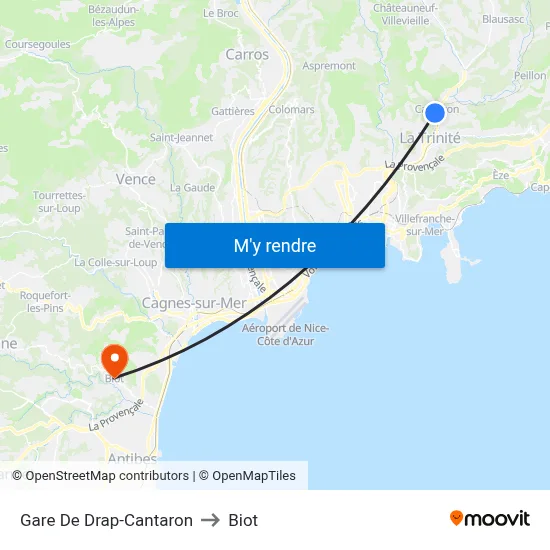 Gare De Drap-Cantaron to Biot map