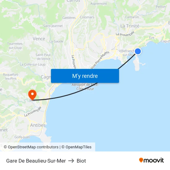 Gare De Beaulieu-Sur-Mer to Biot map