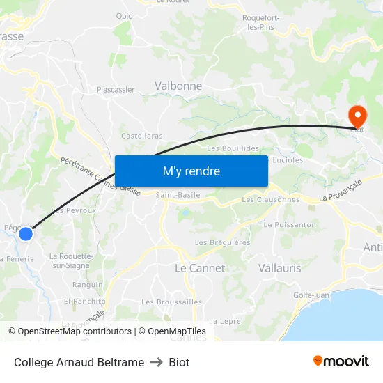 College Arnaud Beltrame to Biot map