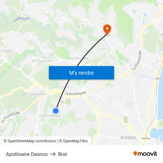 Apollinaire Desnos to Biot map